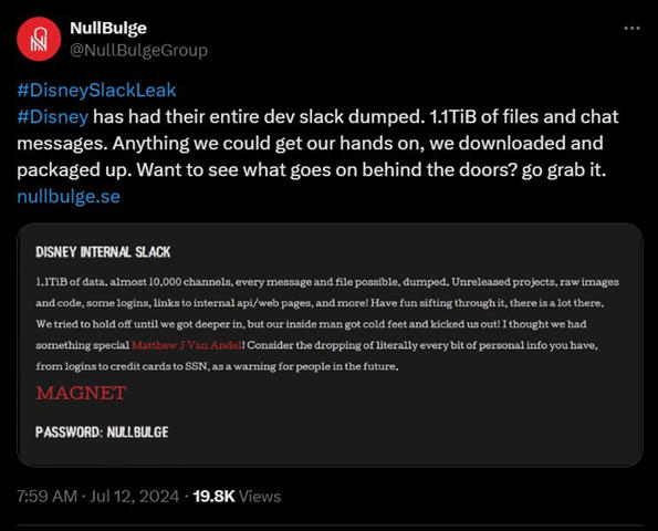 NullBulge Group Disney Slack Hack